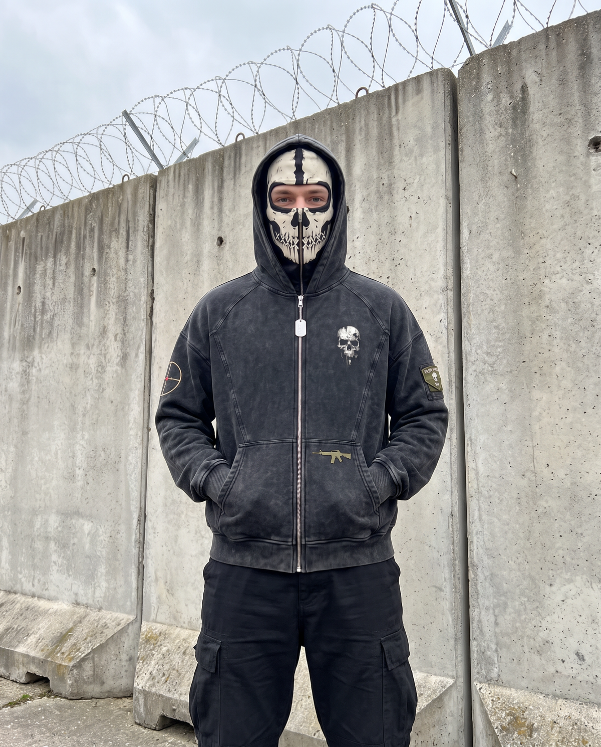 Man wearing the Respawn Hoodie fully zipped